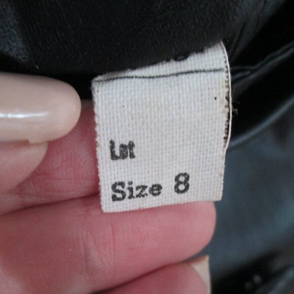 *SOLD* Vintage 70s Jacket Leather Belted Trench Coat Fur Collar / Cuffs Black - Picture 9 of 9